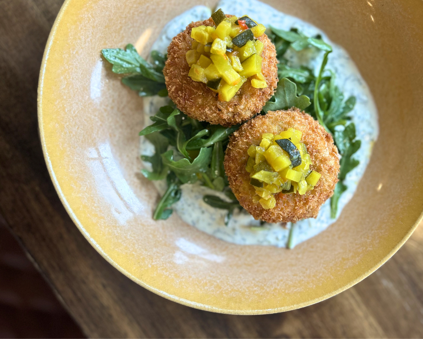 Haddock Potato Croquettes with Lupin Zucchini Relish